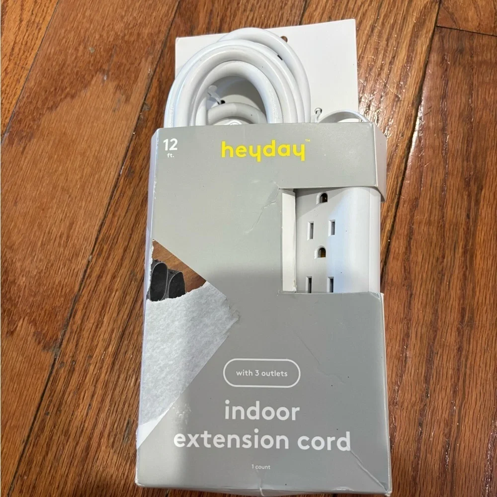 12' 3-Outlet Indoor Extension Cord White - heyday™: Flat Plug, 16 AWG,